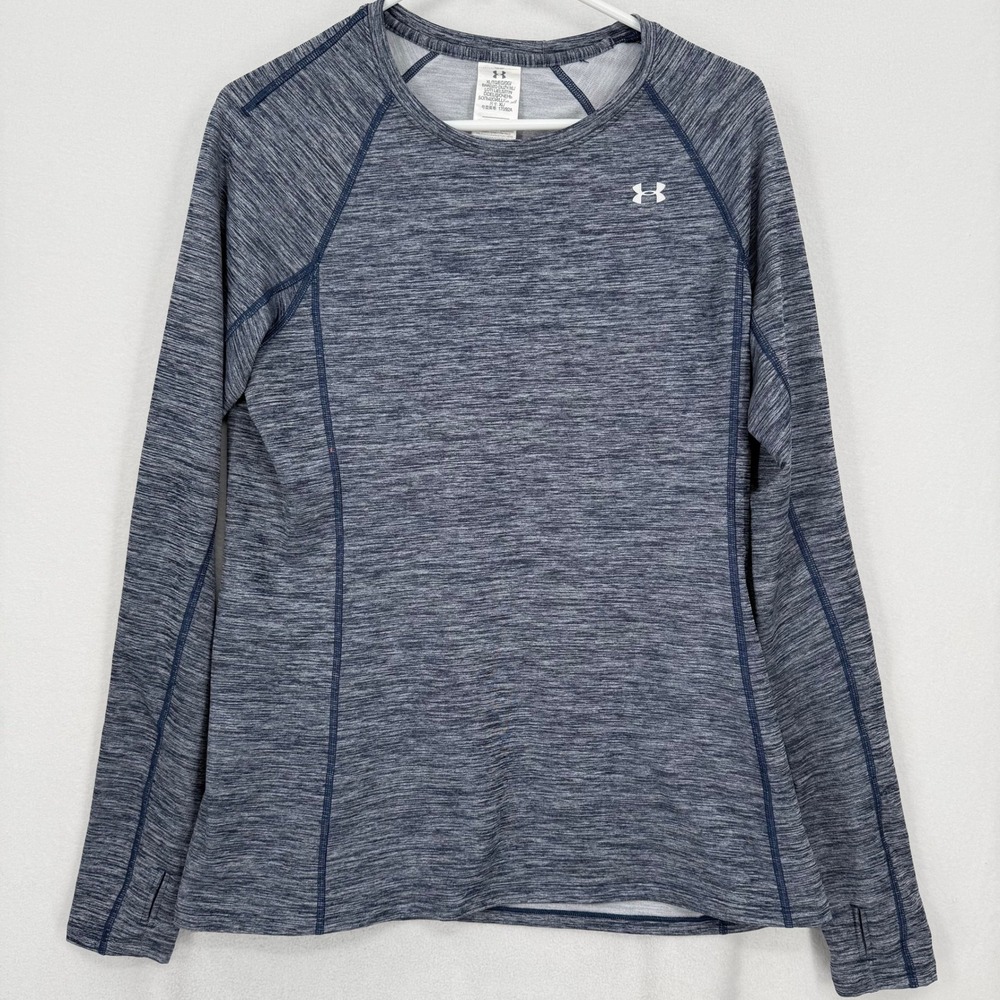 Under Armour ColdGear Womens‎ Shirt XL Heather Blue Fitted Top 1248568 Cozy Crew